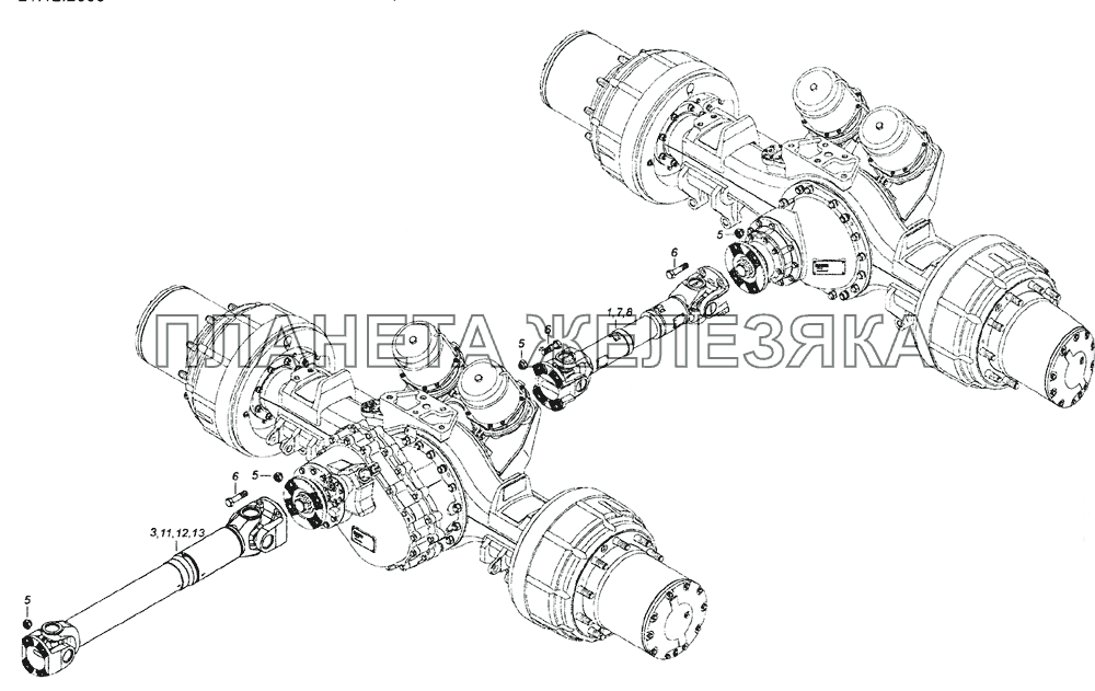 6520-2200001-40 Установка карданных валов КамАЗ-6520 (Euro-2, 3)